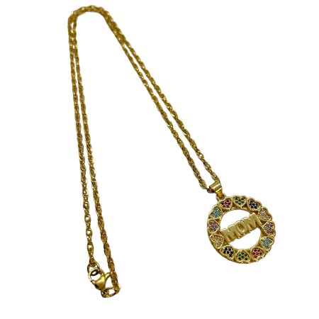 necklace steel gold chain with gold element mom1